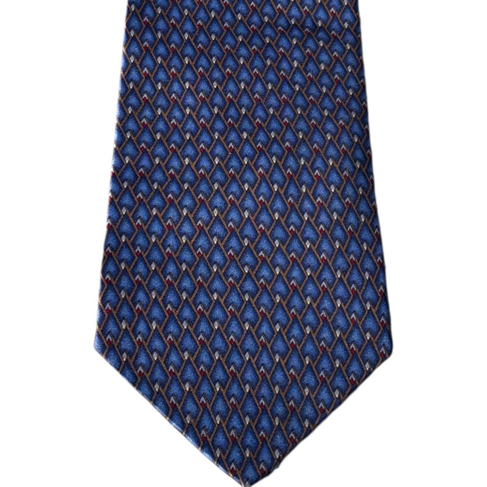 Barrington Mens Silk Necktie Blue Geometric Diamond Pattern Formal‎ Business Tie